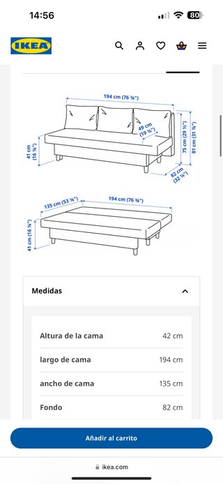 Sofá cama gris Ikea