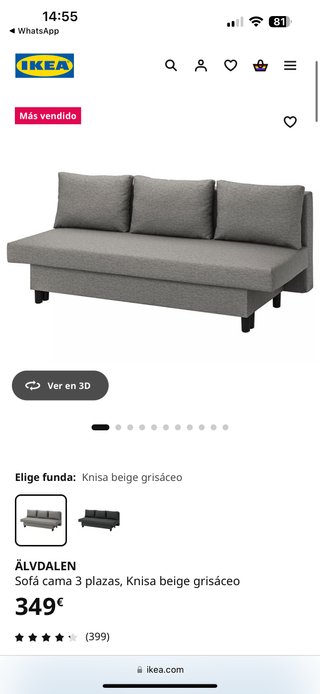 Sofá cama gris Ikea
