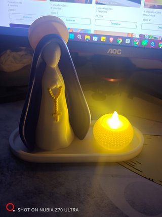 Conjunto Nossa Senhora Minimalista com Vela LED