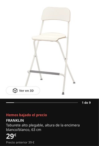 Taburete Franklin Plegable Alto Blanco