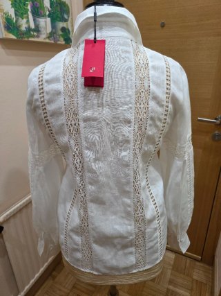 Blusa Carolina Herrera Blanca Encaje