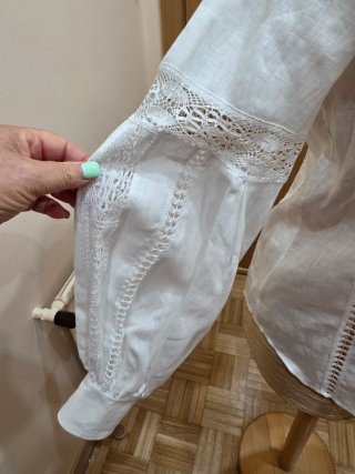 Blusa Carolina Herrera Blanca Encaje