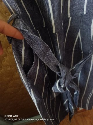 Mono Massimo Dutti rayas gris y blanco de lino