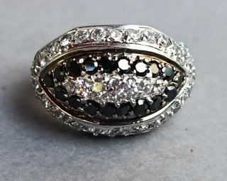 Sortija Plata con Circonitas Negras y Blancas