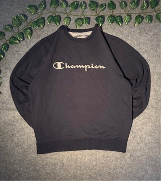 Sudadera Champion negra bordada | Talla M | Retro