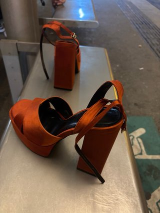 Sandalias Zara Plataforma Talla 38 Naranja
