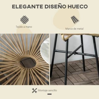 Tavolo rotondo in rattan e vetro con metallo