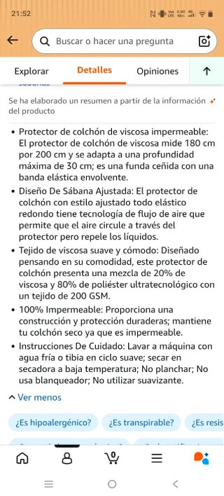 Protector Colchón Impermeable 180x200