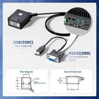 NUOVO! Lettore Codice a Barre 2D USB + DB9