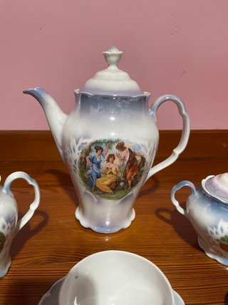 Juego de café porcelana pintada a mano