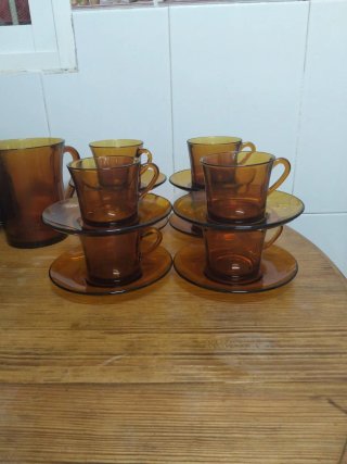 Juego Vasos y Platos Duralex Ámbar
