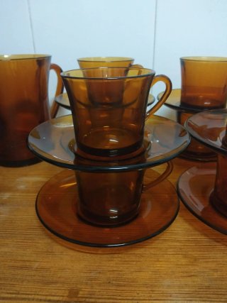 Juego Vasos y Platos Duralex Ámbar