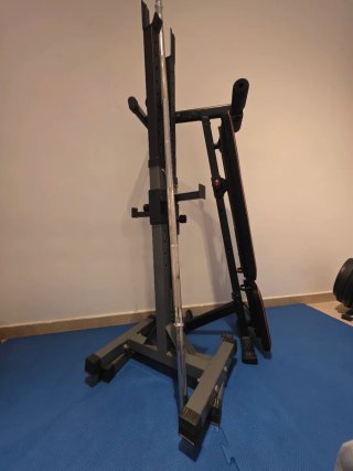 Kit Pesas Barra, soporte barra y Discos Gimnasio