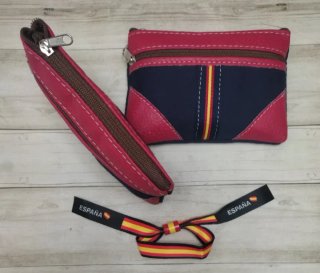 OFERTA! MONEDERO LONA/ PIEL AZUL Y ROSA + REGALO P