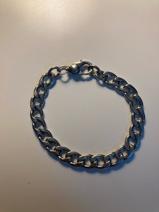 Pulsera cadena eslabones plateada