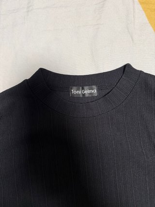 Top Negro Manga Larga Talla S