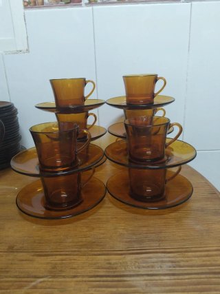 Juego 10 Tazas y Platos Duralex Ámbar