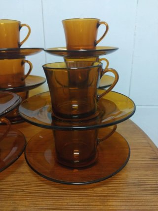 Juego 10 Tazas y Platos Duralex Ámbar