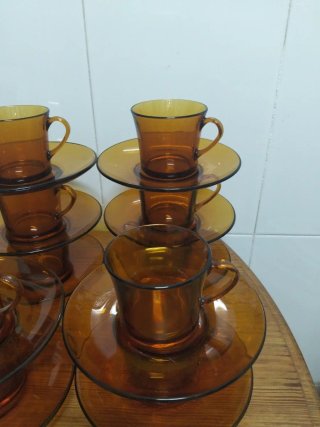 Juego 10 Tazas y Platos Duralex Ámbar