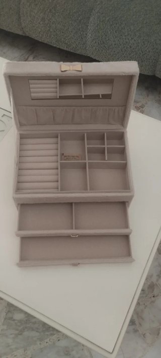 Portagioie beige con fiocco oro