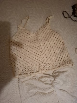 Top de encaje blanco talla única s y m