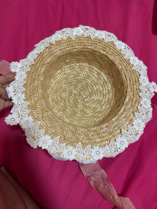 Sombrero de paja vintage con flores y cinta