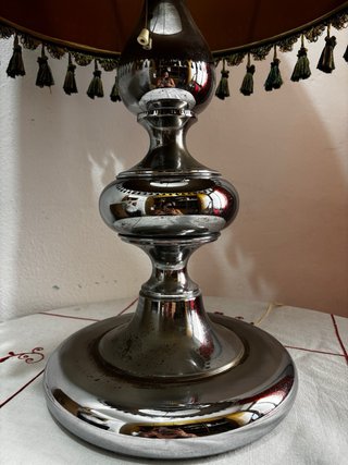 Lámpara de mesa vintage años 60 forrada a mano