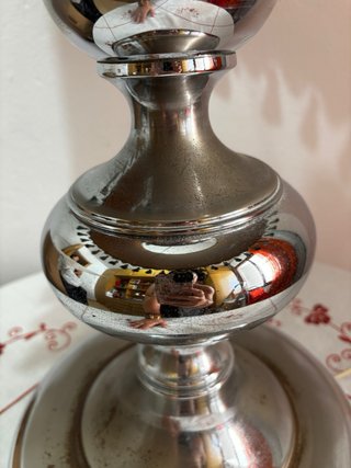 Lámpara de mesa vintage años 60 forrada a mano