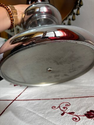 Lámpara de mesa vintage años 60 forrada a mano