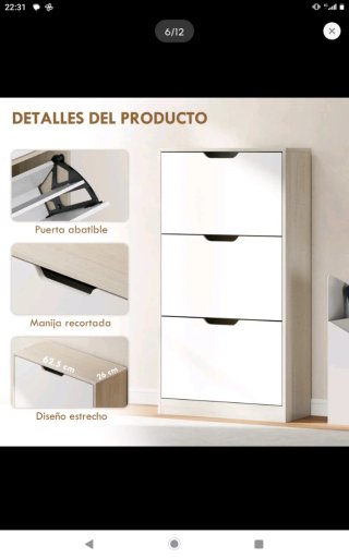 Zapatero estrecho 18 pares recibidor/vestidor