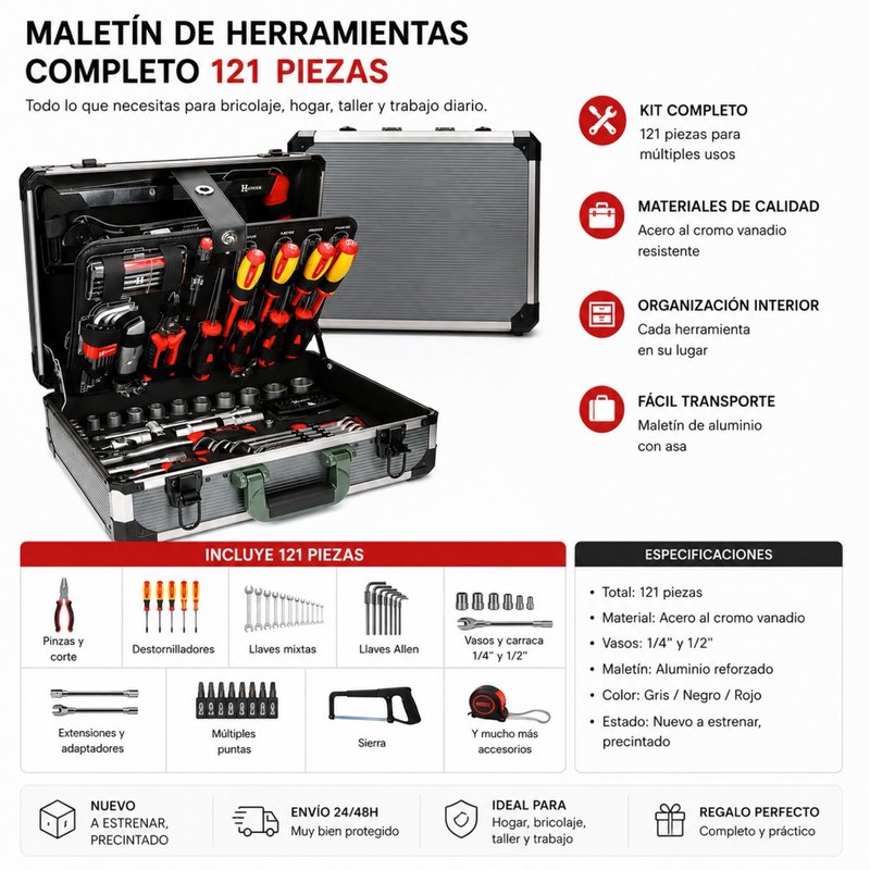 HANGER Maletín Herramientas 121 Piezas NUEVO