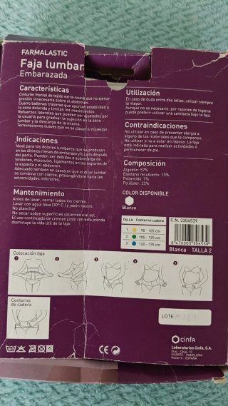 Faja Lumbar Embarazada talla 2 Farmalastic
