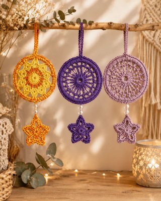 Atrapasueños Crochet Morado y Amarillo