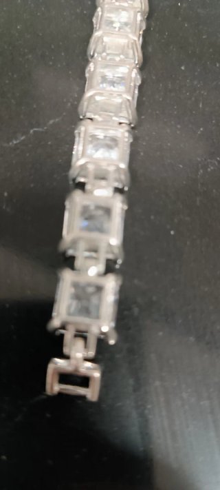 Pulsera Plata Ley Circonitas Cuadradas