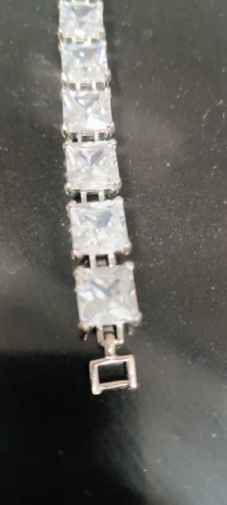 Pulsera Plata Ley Circonitas Cuadradas