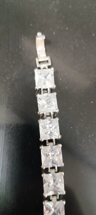 Pulsera Plata Ley Circonitas Cuadradas