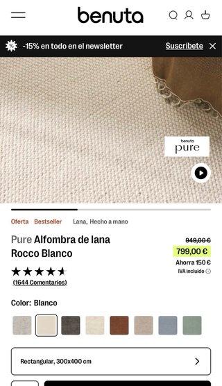 Alfombra Benuta 300x400 cm Blanca