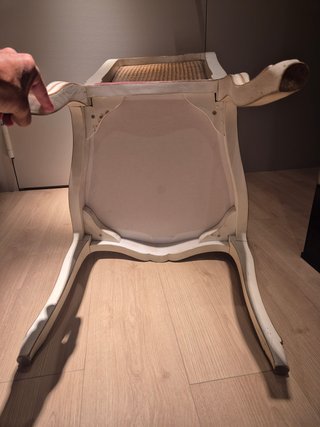 6 Sillas comedor madera ratán tapizada rosa