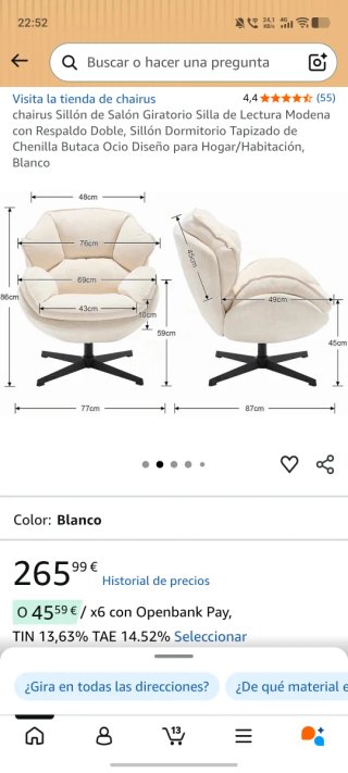 Sillón individual giratorio moderno beige