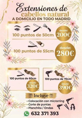 Extensiones de cabello natural a domicilio