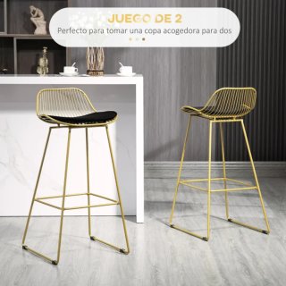 Set di 2 Sedie Alte Cucina Dorate