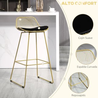 Set di 2 Sedie Alte Cucina Dorate