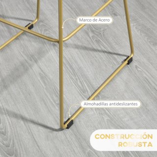Set di 2 Sedie Alte Cucina Dorate