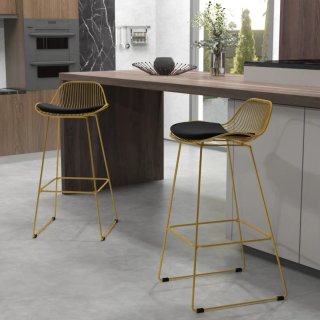 Set di 2 Sedie Alte Cucina Dorate