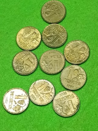 Lote de 10 monedas 1 peseta República Española