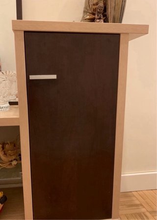 Mueble recibidor madera y cristal