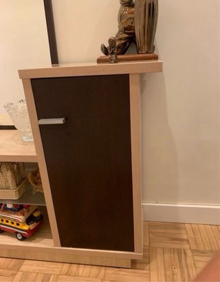 Mueble recibidor madera y cristal