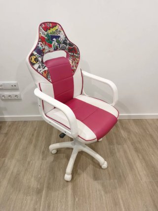 Silla Gamer Estudio Rosa y Blanca