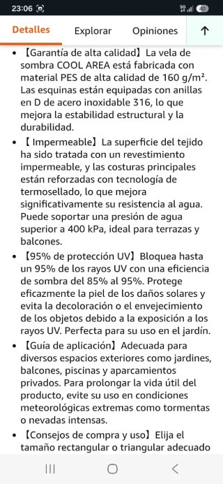 Toldo Vela Impermeable Cool Area 4x4m Crema