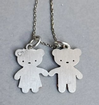 Colgante Plata Ositos con Cadena